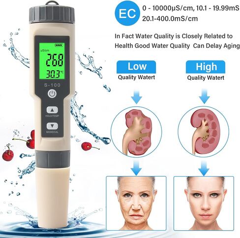 Pool Salt Tester, Digital Salinity Tester for Saltwater Aquarium, 5 in 1 pH and Salinity Meter for Saltwater Pool, High Accuracy Salt Meter for Pool, Aquarium, Koi Fish Pond,Hot Tub, Spas in Saudi Arabia