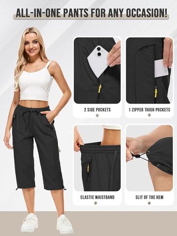 Women's Cargo Capris Pants Casual Hiking Lightweight Quick Dry Travel Summer Pants for Women in Kuwait