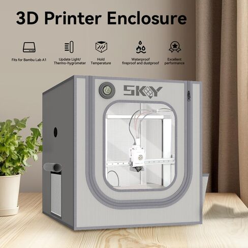 حاوية طابعة ثلاثية الأبعاد لـ Bambu Lab A1، A1 Mini مع ضوء LED، خيمة مقاومة للحريق والغبار، غطاء واقٍ بدرجة حرارة ثابتة، 800 * 580 * 580 مم in Kuwait