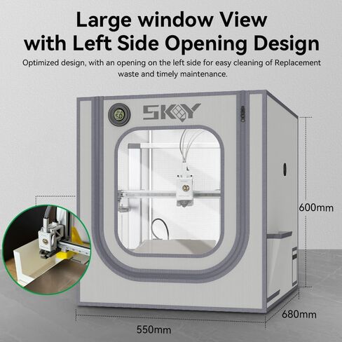 حاوية طابعة ثلاثية الأبعاد لـ Bambu Lab A1، A1 Mini مع ضوء LED، خيمة مقاومة للحريق والغبار، غطاء واقٍ بدرجة حرارة ثابتة، 800 * 580 * 580 مم in Kuwait