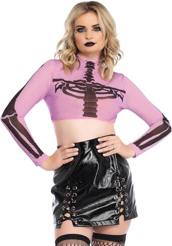 Leg Avenue Women's High Neck Mesh Crop Top W/Zipper in Saudi Arabia
