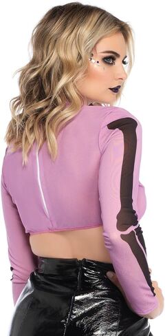 Leg Avenue Women's High Neck Mesh Crop Top W/Zipper in Saudi Arabia
