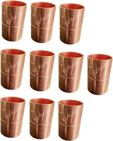 EZ-FLUID Plumbing 1-1/4" C X C LF Copper Coupling Pressure Copper Fitting With Roll Pipe Tube Stop,Sweat Solder Connection for Residential,Commercial. (1 Pack) in Saudi Arabia