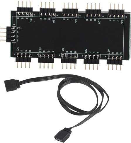 Computer Fan RGB Hub, PC MOD Motherboard 10 Channel RGB Hub, RGB Fan Extension Cable for PC Desktop Computer Motherboard (5V 3-pin) in Saudi Arabia