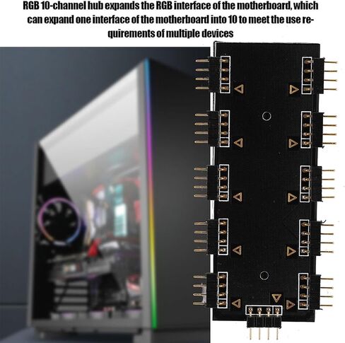 Computer Fan RGB Hub, PC MOD Motherboard 10 Channel RGB Hub, RGB Fan Extension Cable for PC Desktop Computer Motherboard (5V 3-pin) in Saudi Arabia