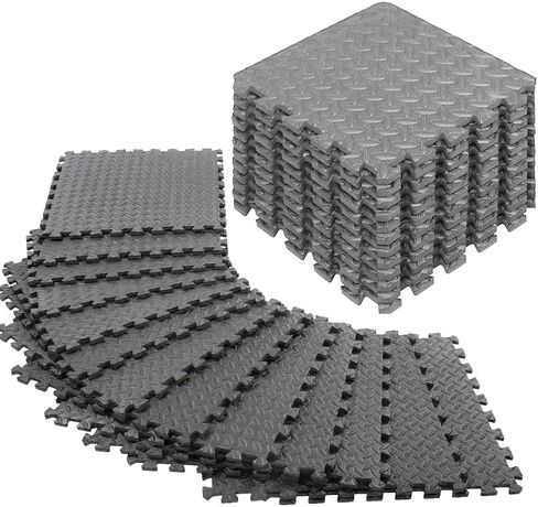 Gym Floor Set - Interlocking 18-Piece EVA家庭健身 Soft Foam Floor mat - Soft, Non-Slip and Waterproof, Easy to Clean - Perfect for Home Gym Exercise, Bedroom, Living Room and Outdoor use in Saudi Arabia