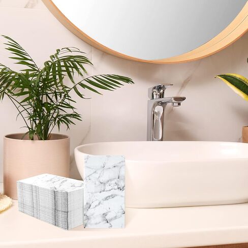 100 Pieces Paper Hand Towels Bathroom Marble Guest Towels Disposable Paper Guest Decorative Napkins Marbleized Dinner Hand Napkin for Wedding Holiday Cocktail Party in Kuwait