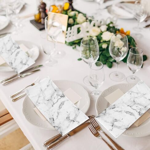 100 Pieces Paper Hand Towels Bathroom Marble Guest Towels Disposable Paper Guest Decorative Napkins Marbleized Dinner Hand Napkin for Wedding Holiday Cocktail Party in Kuwait