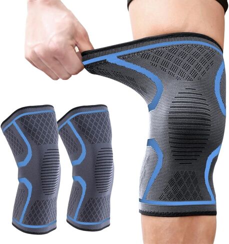 2 Pack Knee Brace for Women Man, Knee Compression Sleeve for Knee Pain, Knee Braces for Arthritis Pain and Support, Knee Pain Relief for Running Exercise Fitness (Black, Medium) in Saudi Arabia