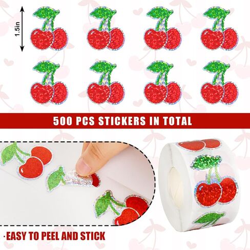 500pcs ليزر ملصق الفراولة التصوير المجسم بصمات ورق الفاكهة اللامس in Kuwait