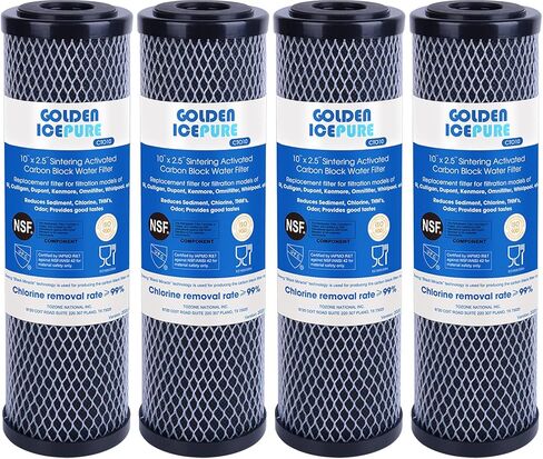 GOLDEN ICEPURE 1 Micron 2.5" x 10" Whole House CTO Carbon Sediment Water Filter Compatible with Dupont WFPFC8002, WFPFC9001, FXWTC, Culligan P5-D, WHCF-WHWC, D-10A, DWC30001, SCWH-5, 3PACK in Kuwait