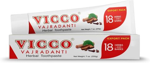 Vicco Vajradanti Herbal Toothpaste, Sugar-Free, Contains 20 Ayurvedic Herbs and Barks, 100% Natural, Vegan & Cruelty-Free - 7 oz (Pack of 3) in Kuwait