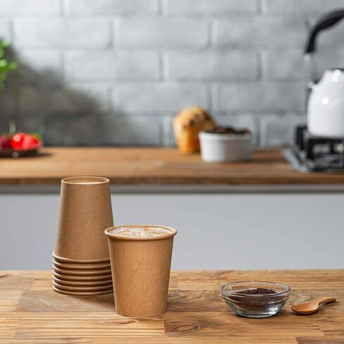 Comfy Package GUSTO [12 oz. - 300 Pack] Kraft Paper Hot Coffee Cups - Unbleached (Formerly in Saudi Arabia