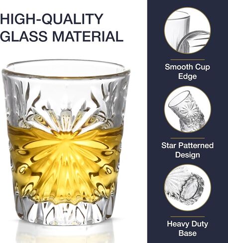 Regal Trunk Shot Glass Set of 6 - Tequila Shot Glasses Set - Crystal Cut Cute Shot Glasses - Ultra-Clear Shot Glasses For Drinking Bourbon, Scotch, Cocktails - Mini Liquor Glasses in Saudi Arabia
