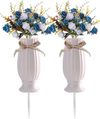 2 Pcs Cemetery Vases with Spikes,Grave Vases for Cemetery with Metal Spikes and Drainage Holes,Cemetery Vases for Headstones Memorial Gifts Loss of Loved One in Saudi Arabia