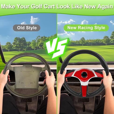 Golf Cart Steering Wheel fit EZGO RXV & TXT, Club Car DS, Club Car Precedent Tempo, Yamaha Golf Carts(Steering Wheel Black) in Saudi Arabia