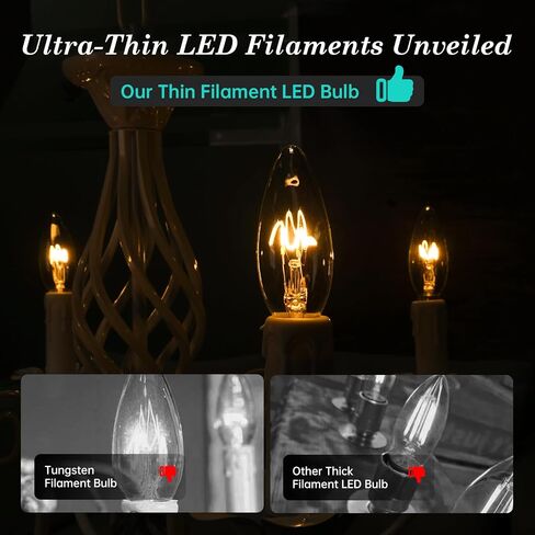 AMDTU E12 Chandelier Light Bulbs 40 Watt 2000K Soft Yellow, Ultra-Thin Spiral Filament Dimmable Led Edison Warm Light Bulbs Candelabra, Ceiling Fan Candle Amber Light Bulbs, T25 E12 Bulb 4W, 6 Pack in Saudi Arabia