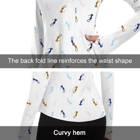 Soneven Long Sleeve Golf Polo Shirts for Women Stand Up Collar Tops Athletic Half Zip Pullover with Thumb Holes Pocket in Kuwait