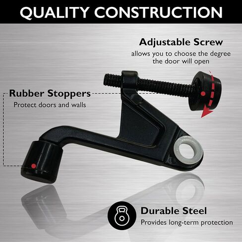 Jumbo Hinge Pin Door Stop Wall Protector with Rubber Tip, Design House Polished Brass Adjustable Door Stoppers, 5-Pack, 181818 in Kuwait