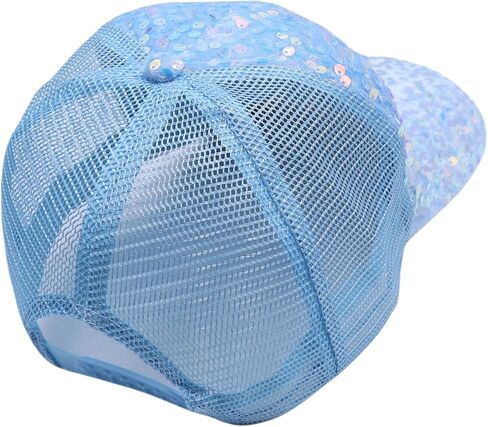 Sequin Ponytail Baseball Cap for Women Girls Velcro Ponycap Adjustable Mesh Trucker Hat in Kuwait