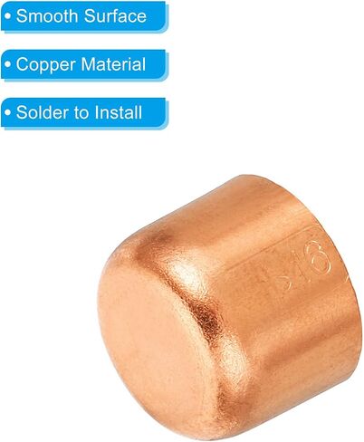 PATIKIL 1 Inch ID Copper Pipe End Cap, Copper Fitting Cap Sweat Plug Solder Connection for Plumbing HVAC Air Conditioner in Saudi Arabia