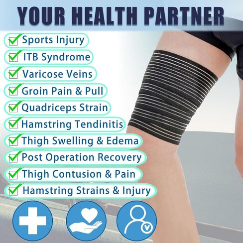 2 Pcs Hamstring & Thigh Compression Wraps, Adjustable Thigh Compression Braces, Quad & Thigh Support for Men and Women, Versatile Compression Bandages for Thigh, Knee, Calf, Arm in Saudi Arabia