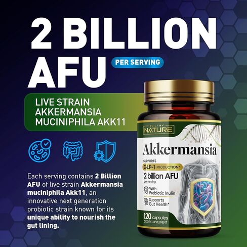 Built by Nature Akkermansia Muciniphila Probiotic Supplement – 1 Billion AFU - Supports GLP-1, Immune & Digestive Gut Health - 30 Delayed Release Blister Packed Capsules in Saudi Arabia