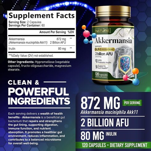 Built by Nature Akkermansia Muciniphila Probiotic Supplement – 1 Billion AFU - Supports GLP-1, Immune & Digestive Gut Health - 30 Delayed Release Blister Packed Capsules in Saudi Arabia