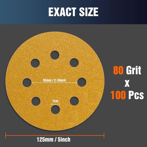 5 Inch Sanding Discs 150 Grit for Orbital Sander Hook and Loop Sandpaper for Wood Metal(100PACK) in Saudi Arabia