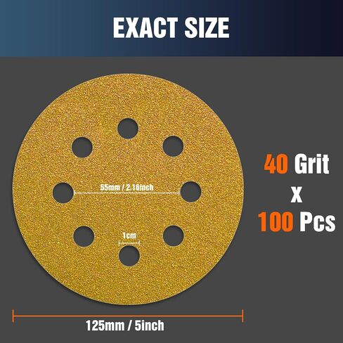 5 Inch Sanding Discs 150 Grit for Orbital Sander Hook and Loop Sandpaper for Wood Metal(100PACK) in Saudi Arabia