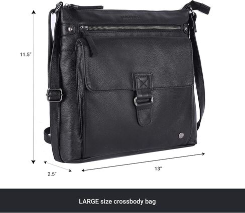 حقائب يد ومحافظ كروس نسائية كبيرة من الجلد الطبيعي الناعم من LEDERBUCK Shirley - حقيبة كتف كروس بحمالة بسحاب ثلاثي in Kuwait