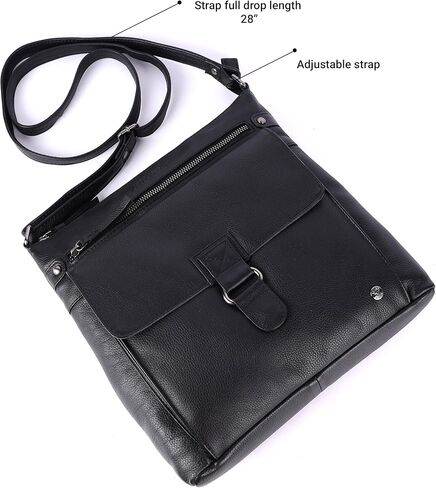 حقائب يد ومحافظ كروس نسائية كبيرة من الجلد الطبيعي الناعم من LEDERBUCK Shirley - حقيبة كتف كروس بحمالة بسحاب ثلاثي in Kuwait