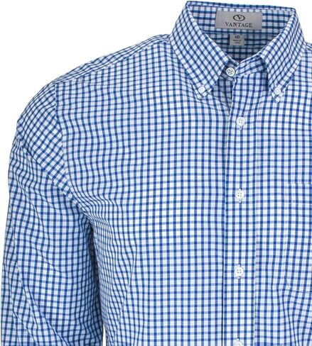 Vantage Apparel Men's Collegiate Easy-Care Long Sleeve Gingham Check Button Down Shirt, Virginia Tech Hokies, Maroon, Large in Saudi Arabia