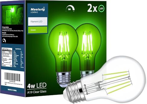 Pink Light Bulb, 4 Watts, A19 Colored LED Filament Bulbs, Clear Glass, 120 Volts, Dimmable, E26 Base, 2-Pack in Saudi Arabia