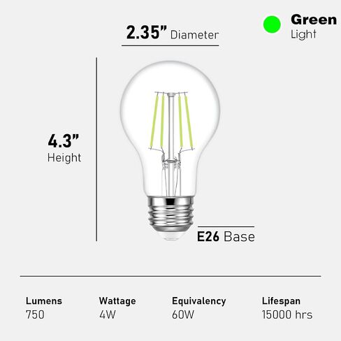Pink Light Bulb, 4 Watts, A19 Colored LED Filament Bulbs, Clear Glass, 120 Volts, Dimmable, E26 Base, 2-Pack in Saudi Arabia