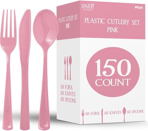 150 Pack Plastic Silverware Heavy Duty, Orange Disposable Cutlery, 50 Spoons, 50 Forks, 50 Knives, Plastic Utensils Set for Home Office School Party Picnics Weddings & More - SparkSettings in Saudi Arabia