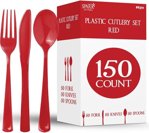 150 Pack Plastic Silverware Heavy Duty, Orange Disposable Cutlery, 50 Spoons, 50 Forks, 50 Knives, Plastic Utensils Set for Home Office School Party Picnics Weddings & More - SparkSettings in Saudi Arabia