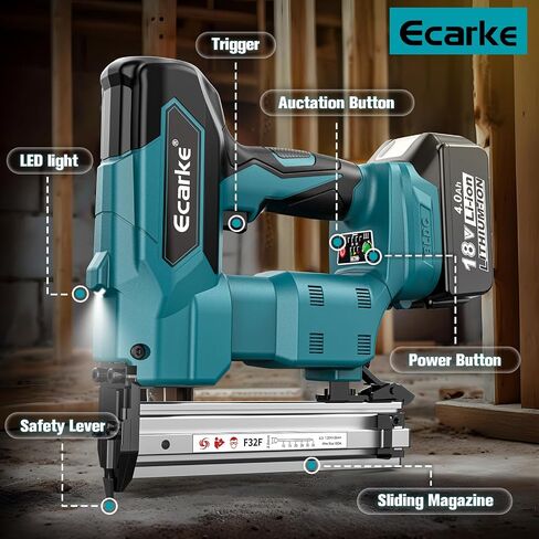18GA Cordless Brad Nailer for Dewalt 20V MAX Battery: Electric Brad Nail Gun with 18 Gauge Nails for Upholstery Woodworking - Brushless- 2 Mode - 5/8 to 1-1/4 Inch - Tool Only in Saudi Arabia