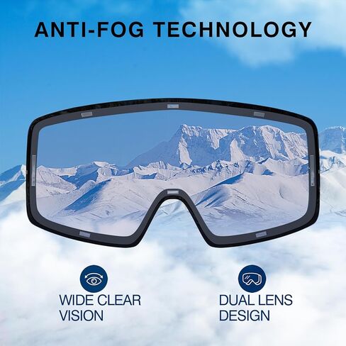 نظارات تزلج مضادة للضباب وحماية من الأشعة فوق البنفسجية بعدسة مزدوجة قابلة للفصل نظارات على الجليد بدون إطار للرجال والنساء والشباب in Kuwait