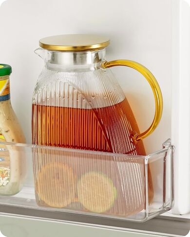 Baffect Water Pitcher, High Borosilicate Glass Jug with Stainless Steel Lid, Leakproof Fridge Door Carafe for Hot or Cold Beverage (1.8 L/63 oz.) in Saudi Arabia