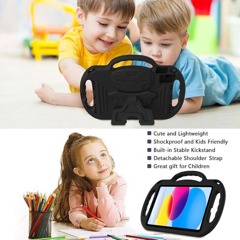 LTROP Kids Case for iPad A16 11th Generation (11-inch,2025)/ 10th Generation (10.9 Inch,2022)/ Air 5th/ 4th Gen 10.9" with Shoulder Strap, Shockproof Lightweight Handle Stand Child Bumper Case, Blue in Kuwait