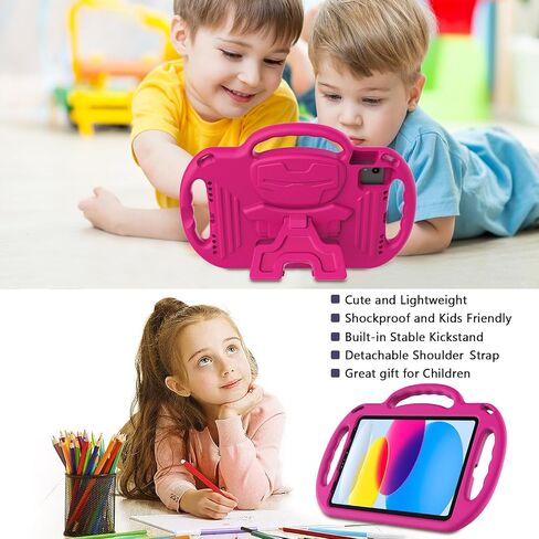 LTROP Kids Case for iPad A16 11th Generation (11-inch,2025)/ 10th Generation (10.9 Inch,2022)/ Air 5th/ 4th Gen 10.9" with Shoulder Strap, Shockproof Lightweight Handle Stand Child Bumper Case, Blue in Kuwait