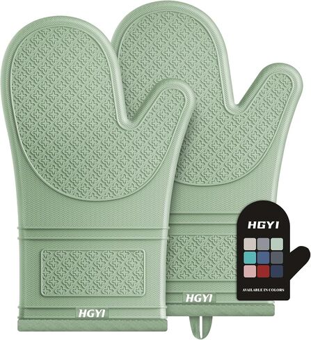Silicone Oven Mitts, Heat Resistant Oven Gloves with Quilted Liner, Waterproof & Non-Slip Kitchen Mittens for Baking Cooking BBQ, 500°F, 12.5"-Light Gray in Saudi Arabia