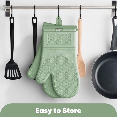 Silicone Oven Mitts, Heat Resistant Oven Gloves with Quilted Liner, Waterproof & Non-Slip Kitchen Mittens for Baking Cooking BBQ, 500°F, 12.5"-Light Gray in Saudi Arabia