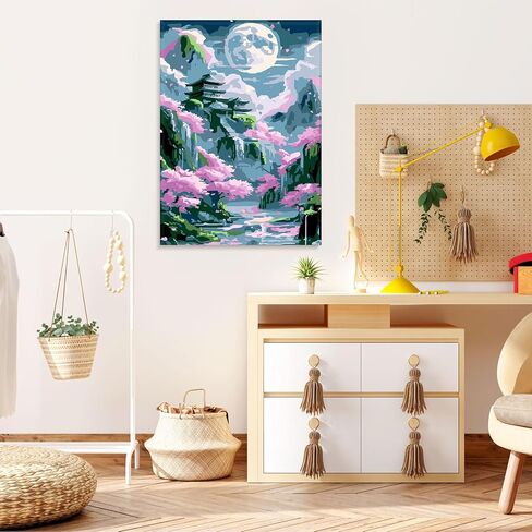 Mogtaa Coastal Town Paint by Number Kit للبالغين المبتدئين مؤطرة ، الطلاء البالغين من أدوات الأرقام على القماش ، مجموعات طلاء من طراز DIY Easy للبالغين ، وأطقم الطلاء الزيتية للديكور المنزلي ، 8x12in in Kuwait