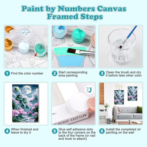 Mogtaa Coastal Town Paint by Number Kit للبالغين المبتدئين مؤطرة ، الطلاء البالغين من أدوات الأرقام على القماش ، مجموعات طلاء من طراز DIY Easy للبالغين ، وأطقم الطلاء الزيتية للديكور المنزلي ، 8x12in in Kuwait