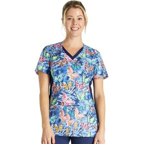 Cherokee Prints Women Scrubs Top V-Neck Print CK793