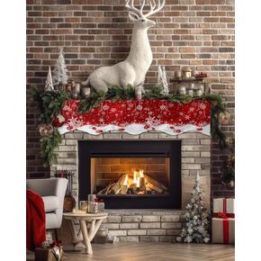 ALAGEO Mantel Scarf Happy Easter Eggs Fireplace Mantel Scarf Cover Bunny Rabbit Ears Flower Leaves Green Fireplace Cloth Table Runner Decoration for Home Party, Easter Day Seasonal Holiday 60 x 17 in