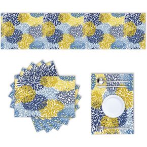 Cotton Linen Table Runner and Placemats Set of 6,William Morris Strawberry Thief Floral Pattern Home Table Decor for Dining Farmhouse Wedding Party Holiday Dinner,13X70 Inches in Saudi Arabia