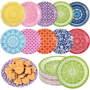 Umigy 120 Pcs 120 Pieces Graduation Colorful Paper Plates 7 Inch Multicolor Disposable Dessert Cake Plates Colored Party Plate for Birthday Baby Shower Graduation Party Favor